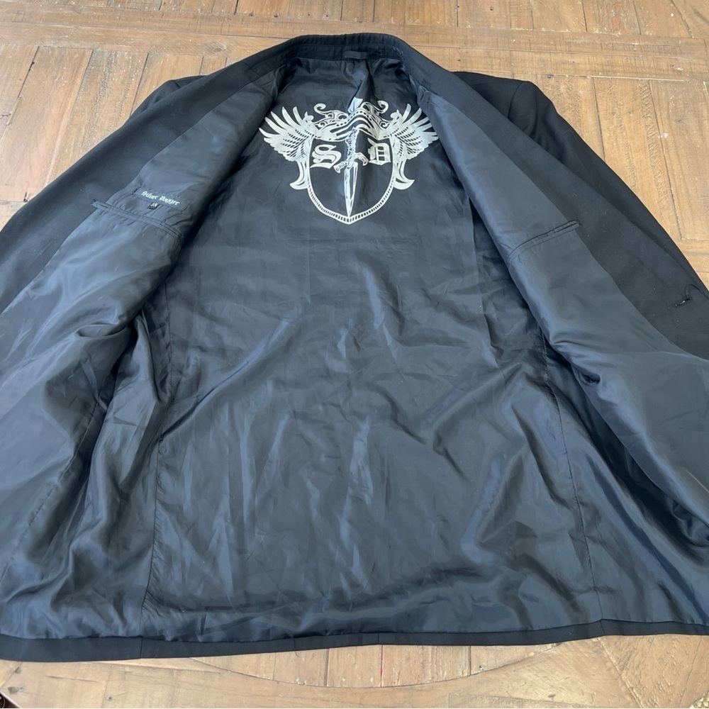 Silver Dagger Embroidered Men’s Blazer Suit Coat 3XL Black Rocker Biker edgy nwt - Picture 10 of 13